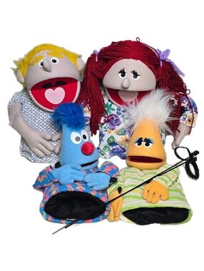 Vintage Puppet Productions Hand Puppet Bundle Lot Of 4 Half Body Puppets